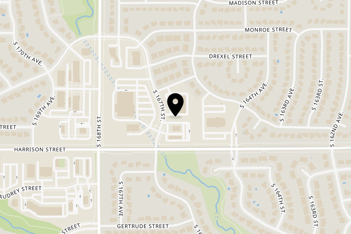 Map showing the location of Green Beans Coffee on 6831 S 167th St in Omaha